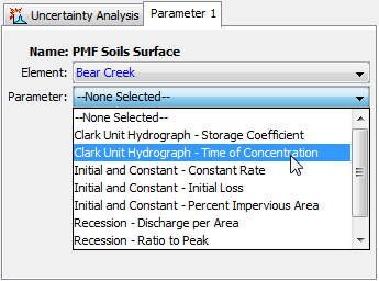 Figure 12. Choosing an element where a parameter will be sampled, and selecting the parameter at that element