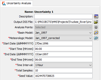 Figure 1. Uncertainty Analysis Component Editor