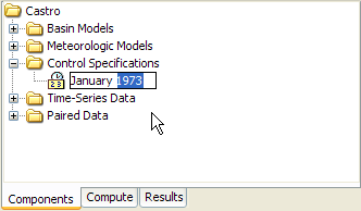 Figure 5. Renaming a control specifications in the Watershed Explorer.