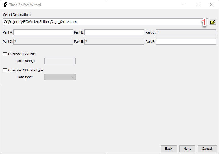 Selecting the Destination file