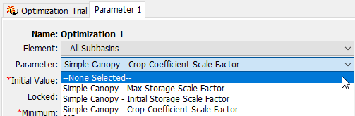 Ability added to use scale factors when choosing canopy parameters within an optimization trial