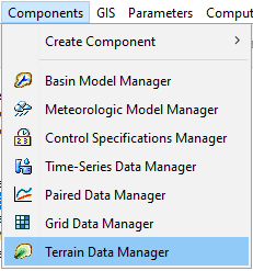 Opening the Terrain Data Manager