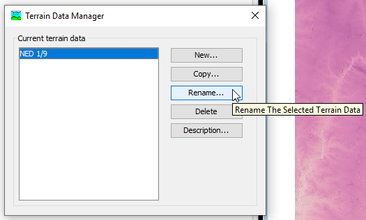 Renaming a terrain data component from the Terrain Data Manager