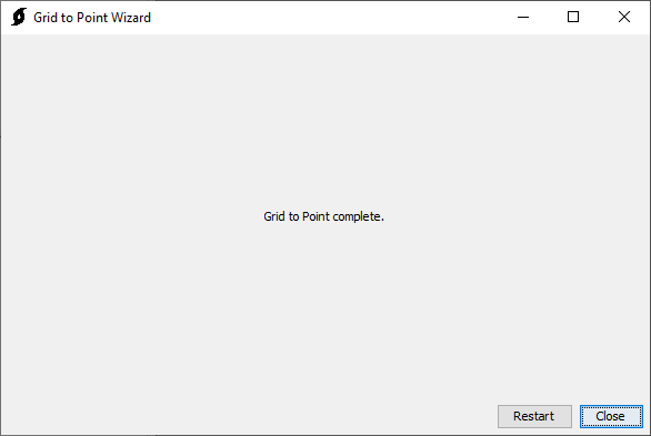 The Grid to Point  Wizard reporting a completed process