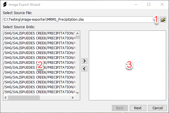 Selecting a Source File Grid