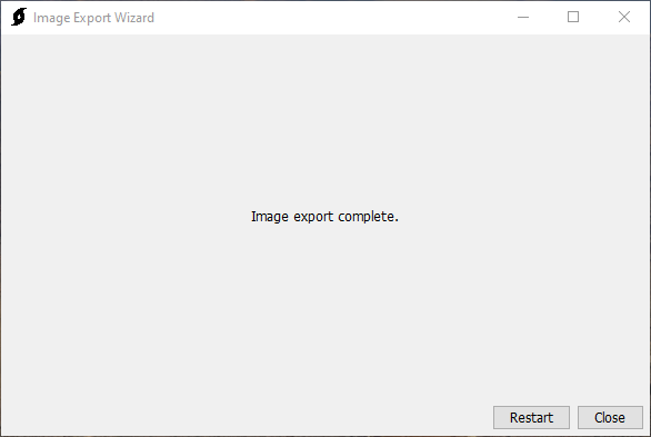 Image Export Wizard reporting a completed export