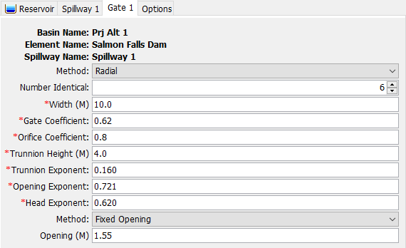Radial Gate Component Editor for spillways
