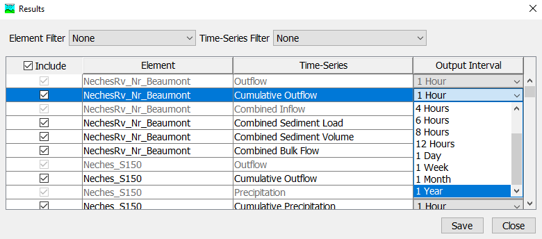 Output Control Dialog - Extended Output Intervals