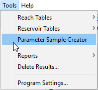Selecting the Parameter Sample Creator