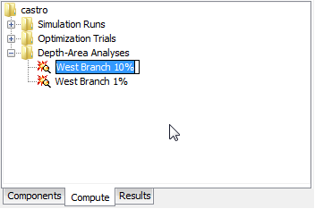 Renaming a Depth-Area Analysis in the Watershed Explorer