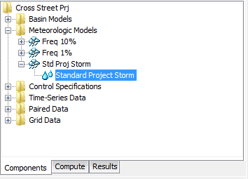 A Meteorologic Model using the Standard Project Storm Method with a Component Editor for all subbasins