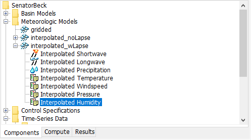 A Meteorologic Model using the Interpolated Humidity Method