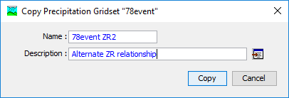 Creating a copy of a precipitation gridset after pressing the Copy button in the Grid Data Manager