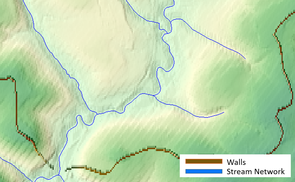 Example of walls built in the Basin Map