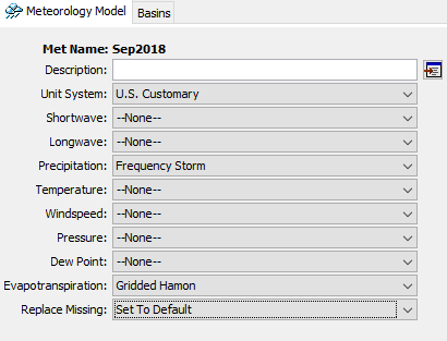 The Meteorology Model Component Editor