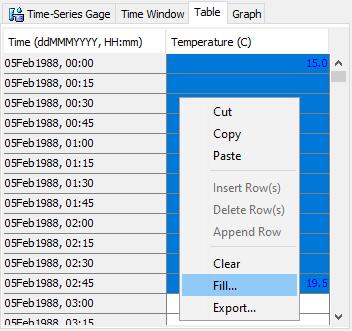 Manually entering data for a temperature Gage