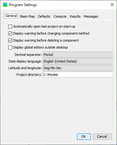 Changing program settings