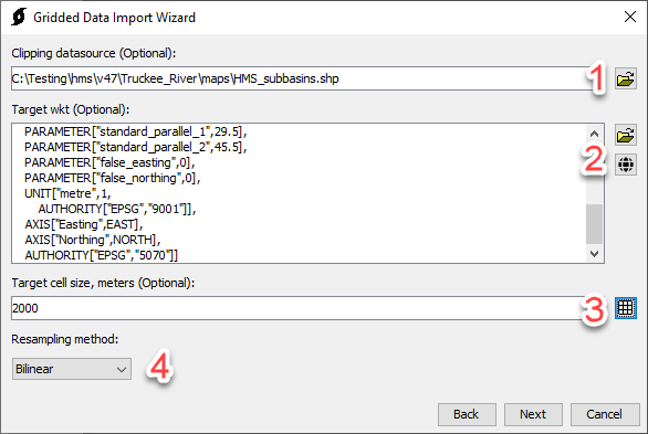 Selecting re-sampling options