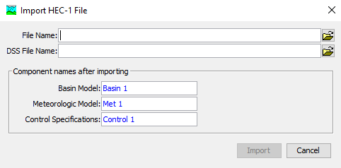 Selecting a HEC-1 file to import