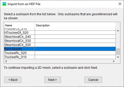 Selecting a Subbasin