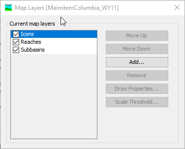 Turn on or off display of element icons, GIS features, and background GIS map layers from the Map Layers editor