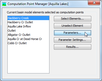 Preparing to select parameters for the customizable editor at a selected computation point