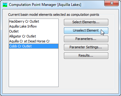 Unselecting an element as a computation point using the Computation Point Manager