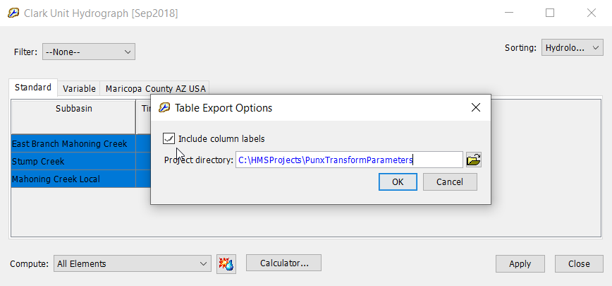 Exporting values from the Global Editor Table