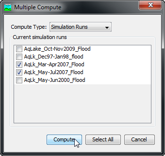 Selecting multiple Simulation Runs for sequential compute