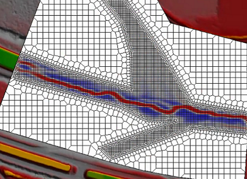 Distinctive sub-channel erosion common in diffusion wave 2D sediment models (red is erosion, blue is deposition).  This is a numerical aritfact of the interaction of the Diffusion Wave hydraulics with the transport algorithms.  Switch to SWE. 