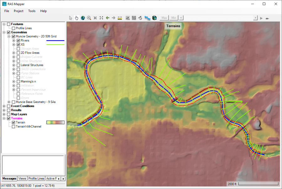 Figure 2-4. RAS Mapper with a Terrain Data Layer added.