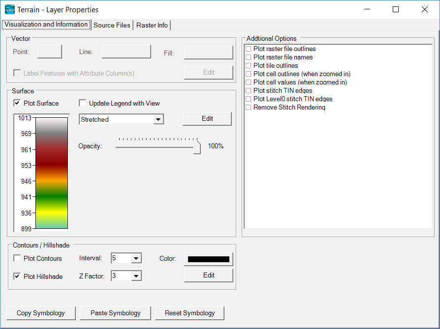 Figure 2-5. Layer Properties Window for the Terrain Data Layer.