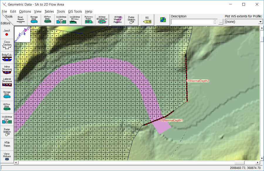 Figure 4-1. Example of adding an External 2D flow area boundary condition location.