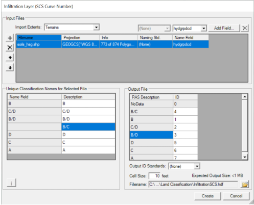 Figure 2-22. Example of Importing Infiltration Data from a Shapefile.