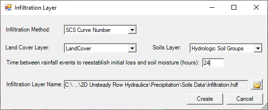 Figure 2-20. Example of Creating an Infiltration Layer from Land Cover and Soils Data.