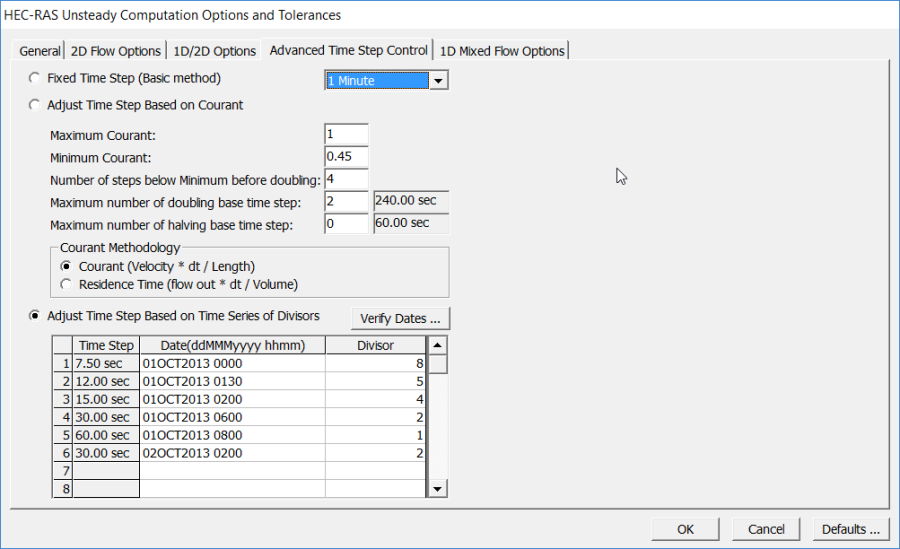  Figure 5-4. User Defined Variable Time Step Table. 