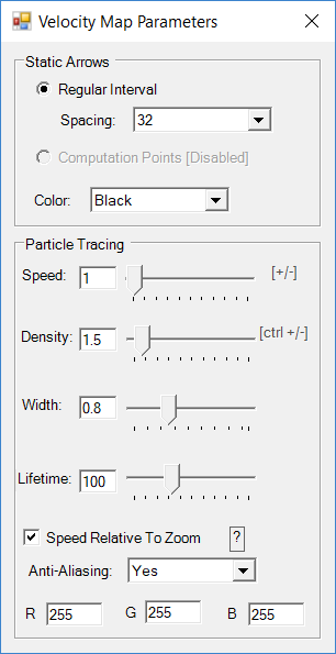 Figure 6-13. Velocity Map Parameters.