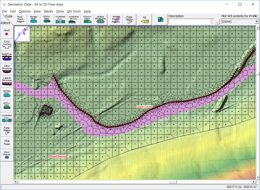 Figure 3-43. Example hydraulic structure inside of a 2D flow area.