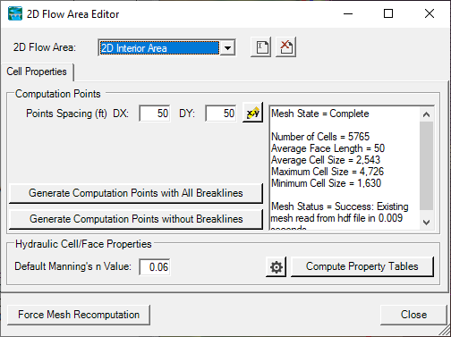 Figure 3-3. 2D Flow Area Editor. Figure 3-3. 2D Flow Area Editor.