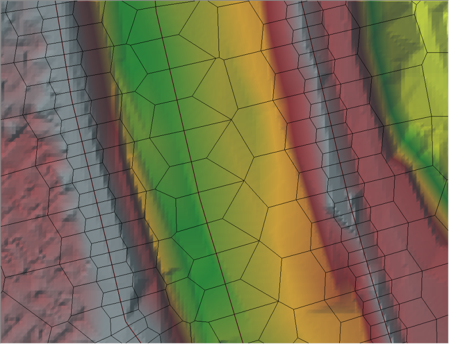 Figure 3-16. Example of properly formed cells along the centerline break line. Figure 3-16. Example of properly formed cells along the centerline break line.