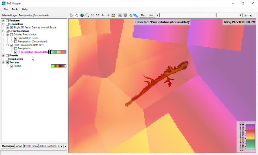 Figure 4- 17. Point Precipitation with the Thiessen Polygon Interpolation Method.  Figure 4- 17. Point Precipitation with the Thiessen Polygon Interpolation Method.