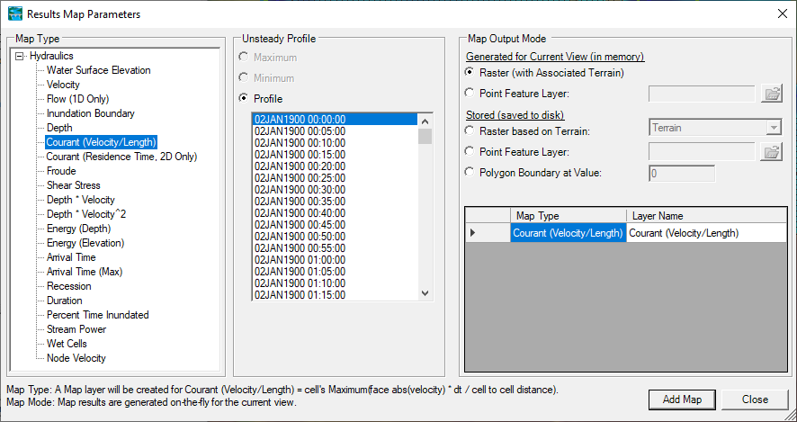 Figure 6-3. Example of the Results Map window used to create new results map layers. Figure 6-3. Example of the Results Map window used to create new results map layers.