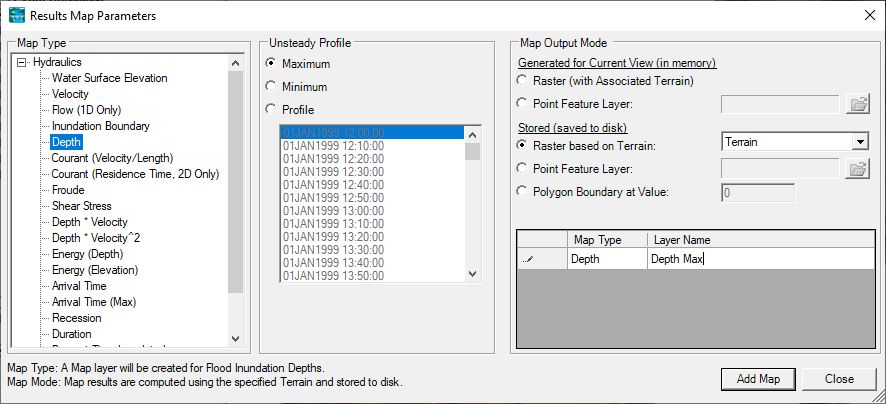 Figure 6-11. Add New Results Map Layer Window. Figure 6-11. Add New Results Map Layer Window.