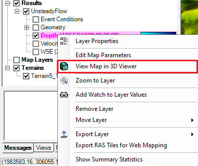 Figure 6-32. Accessing 3D Viewer from a Result Map Layer. Figure 6-32. Accessing 3D Viewer from a Result Map Layer.