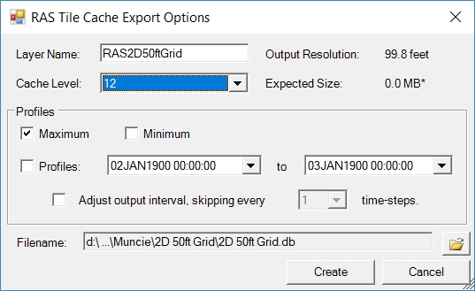 Figure 6-8. Tile Cache Options Editor.