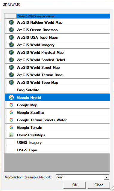 Figure 6-24. Web mapping services available in RAS Mapper.