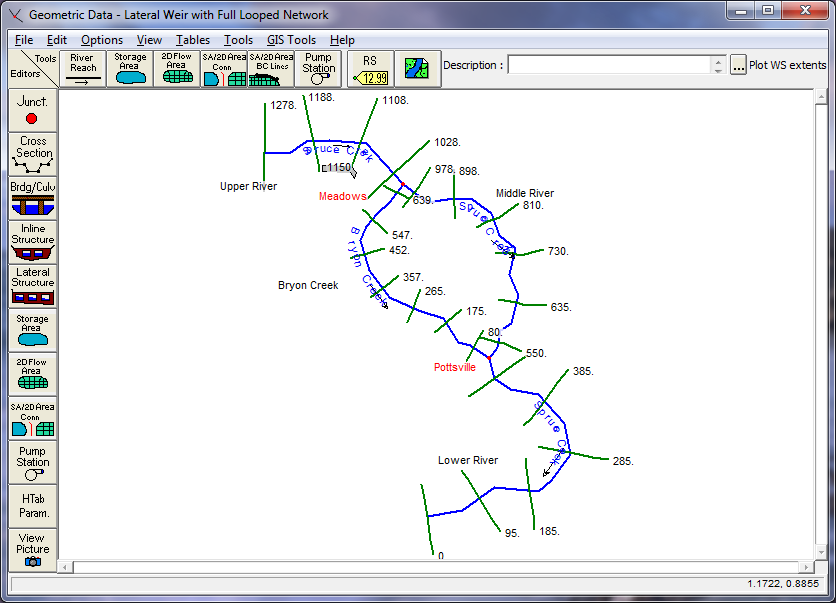 Example Schematic for a Looped Network of Reaches