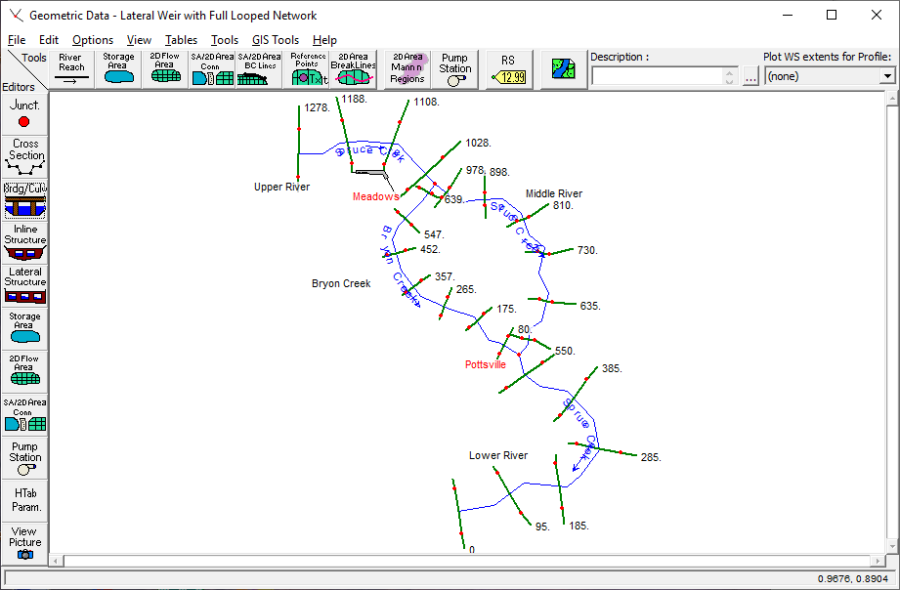 River System Schematic for Split Flow Example