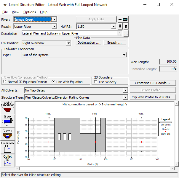 Lateral Weir Data Editor