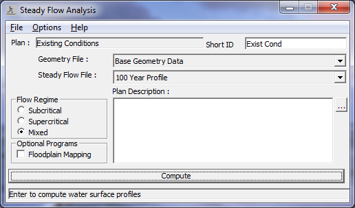 Steady Flow Analysis Window